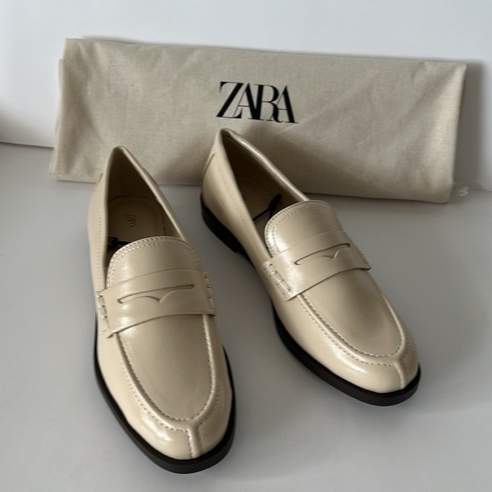 Zara Cream Women’s Loafers Size 8 - Picture 12 of 17